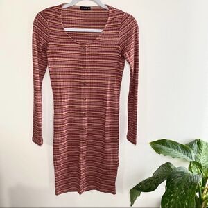 Cotton On ribbed long sleeve striped dress size xs